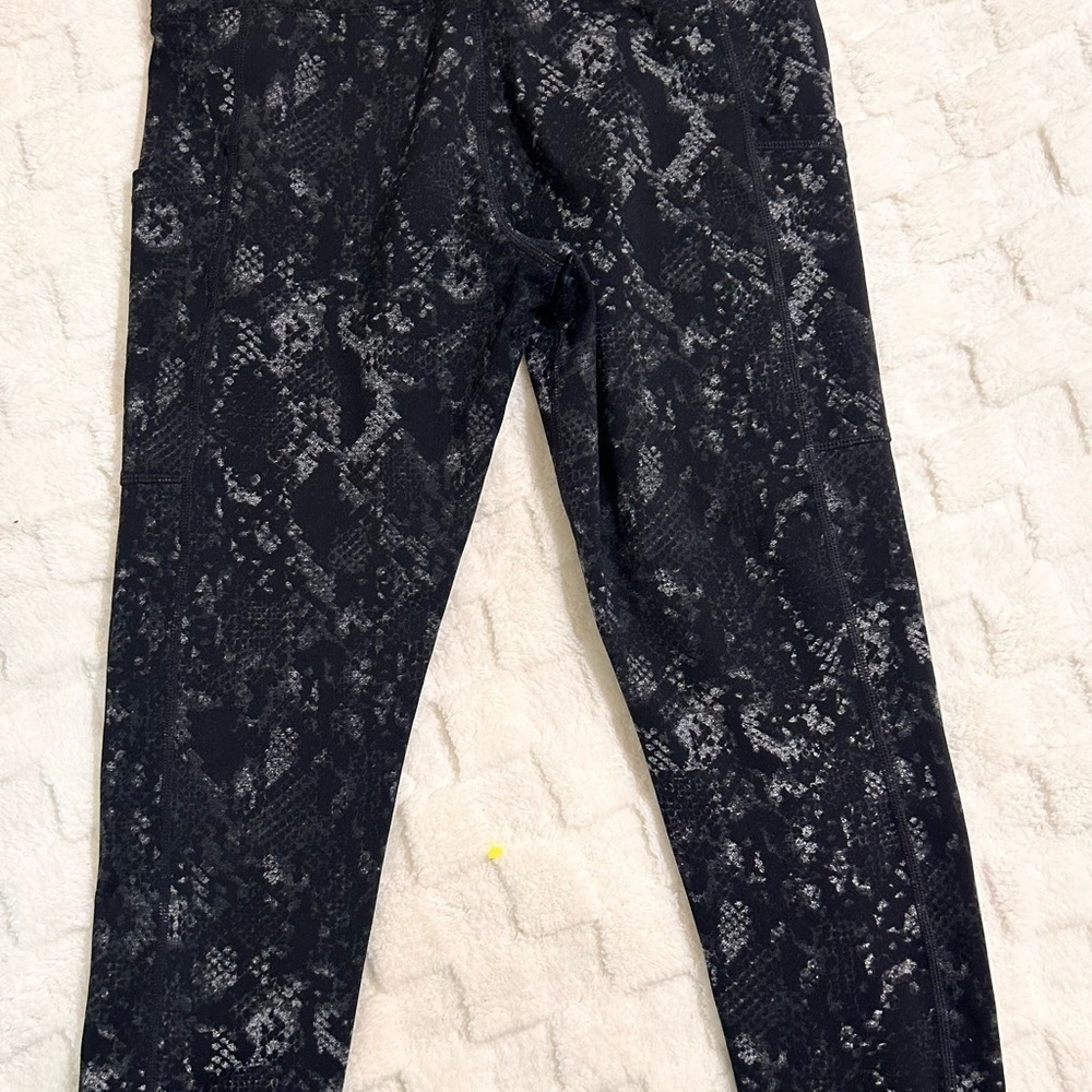 TUFF ATHLETICS Black and Gray Snake Print Leggings - Picture 2 of 5